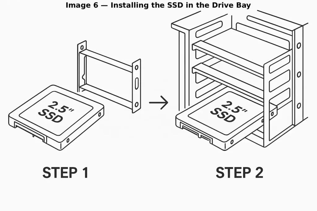 Installing a 2.5 inch SSD into a desktop computer drive bay